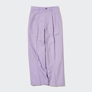 Брюки Uniqlo льняные сиреневые широкие 659511 фото