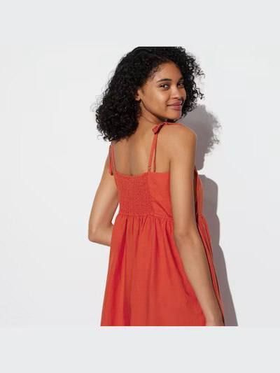 Платье Uniqlo оранжевое Linen Blend Camisole Dress  733311 фото