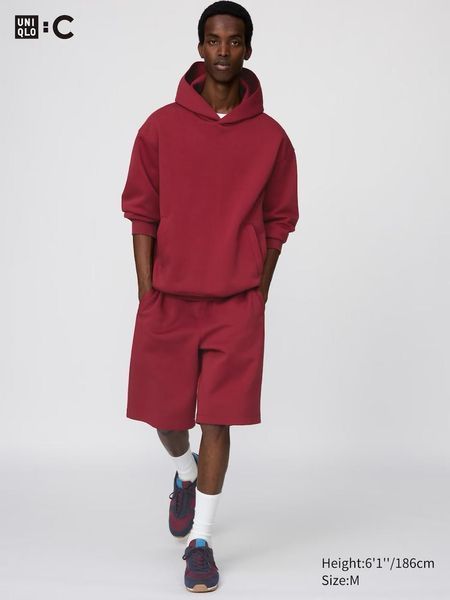 Шорты UNIQLO:C красные Sweat Wide Shorts 84431 фото