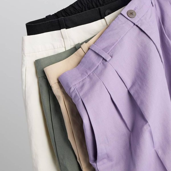 Брюки Uniqlo льняные сиреневые широкие 659511 фото