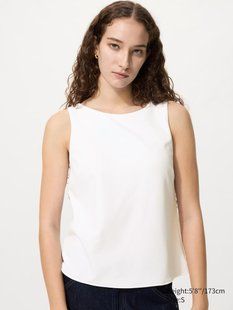 Топ Uniqlo белый AIRism Crepe Jersey Boat Neck Bra Top AIRism 8600 фото