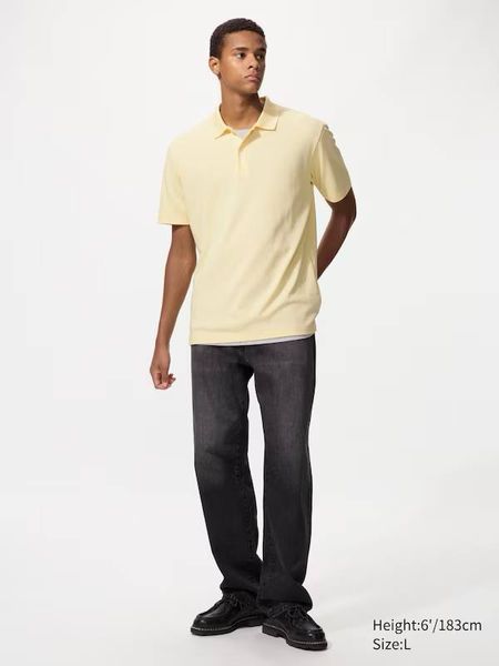Футболка-поло Uniqlo желтая AIRism Cotton Piqu&eacute; Polo Shirt 8519 фото