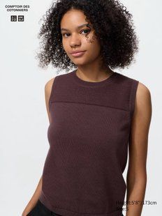 Топ Uniqlo коричневий Cotton Sweater | Sleeveless 8367 фото