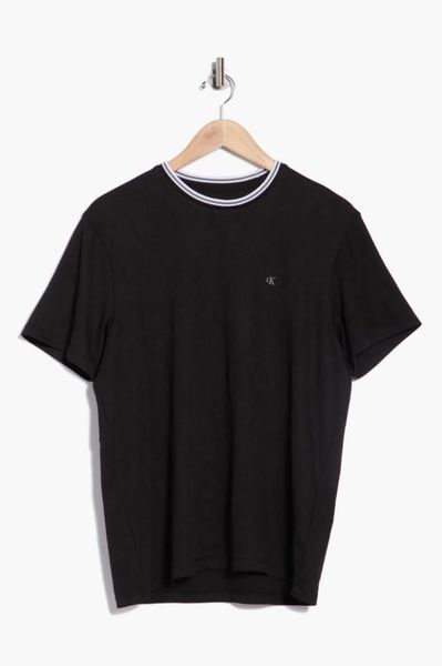 Футболка Calvin Klein чорна Tech Interlock Jacquard Crewneck T-Shirt 8288 фото