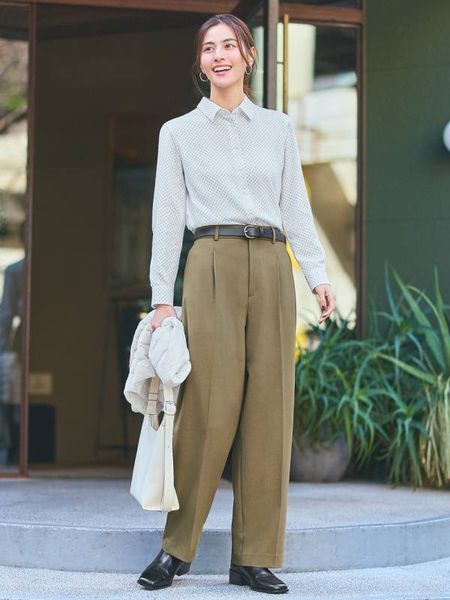 Брюки Uniqlo зеленi Pleated Wide Trousers 73951 фото