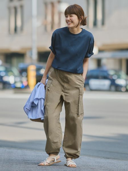 Футболка Uniqlo U темно-синяя AIRism Cotton Oversized Crew Neck T-Shirt 8103 фото