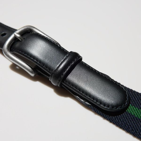 Ремінь Uniqlo зі шкіряними вставками Leather Combination Striped Belt 8425 фото