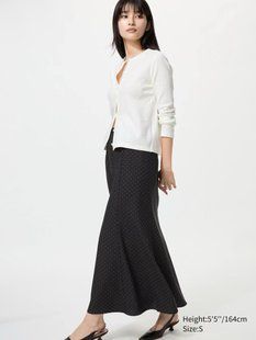 Спідниця Uniqlo чорна в горох Mermaid Maxi Skirt | Print 8284 фото