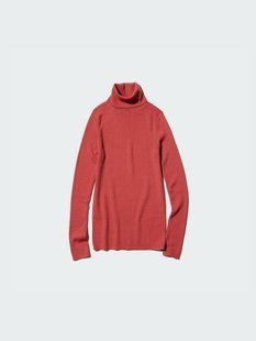 Гольф Uniqlo червоний 100% Merino Ribbed Turtleneck Jumper 7813 фото