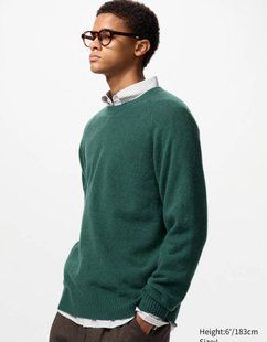 Джемпер Uniqlo зелений Lambswool Crew Neck Jumper 7742 фото