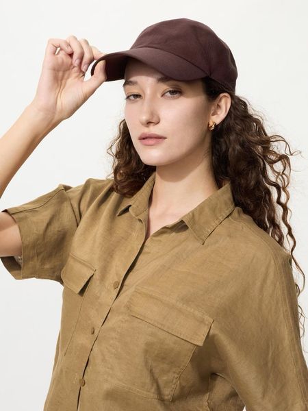 Бейсболка Uniqlo коричневая Adjustable Linen Blend Cap 8539 фото