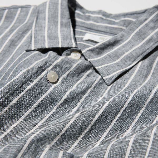Сорочка Uniqlo лляна сіра Premium Linen Long Sleeve Shirt (Stripe) 8361 фото