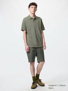 Шорты Uniqlo оливковые Stretch Slim Shorts | 9" 8516 фото