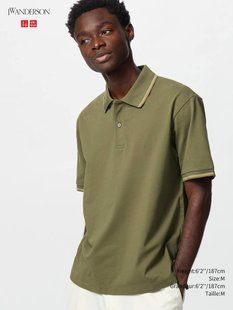 Футболка-поло Uniqlo+JW Anderson оливкова DRY Piqu&eacute; T-Shirt 7621 фото