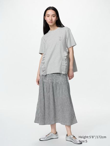 Футболка Uniqlo+Cecilie Bahnsen сіра Frill T-Shirt 8599 фото