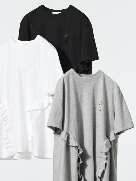 Футболка Uniqlo+Cecilie Bahnsen сіра Frill T-Shirt 8599 фото