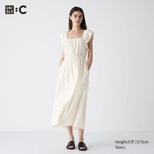 Сукня Uniqlo:C свiтла GATHERED BACK OPEN SHORT SLEEVED DRESS 7315 фото