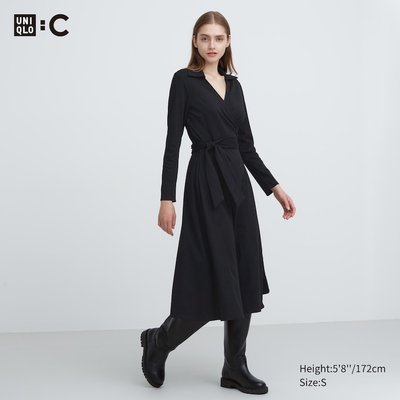 Сукня Uniqlo:C чорна LONG SLEEVED WRAP DRESS 64611 фото