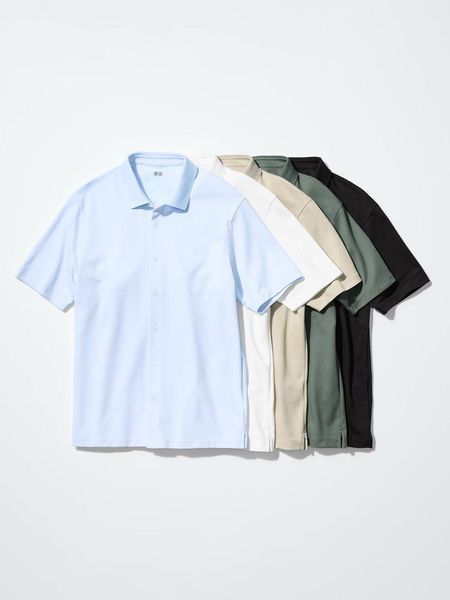 Футболка-поло Uniqlo бiла AIRism Cotton Piqu&eacute; Polo Shirt (Full Open) 8441 фото