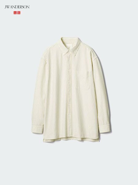 Рубашка Uniqlo+JW Anderson желтая Oversized Oxford Long Sleeve Shirt 8118 фото