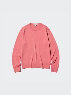 Джемпер Uniqlo блідо-рожевий з вовни 100% Merino Crew Neck Jumper 7513 фото