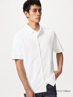 Футболка-поло Uniqlo бiла AIRism Cotton Piqu&eacute; Polo Shirt (Full Open) 84411 фото