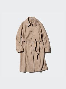 Пальто Uniqlo твідове бежеве Tweed Single Collar Coat 7636 фото