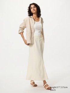 Спідниця Uniqlo біла в горох Mermaid Maxi Skirt | Print 8285 фото