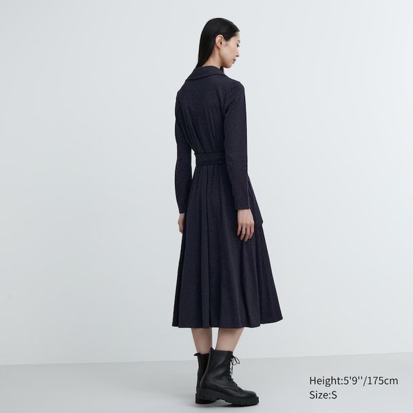 Платье Uniqlo:C темно-синее LONG SLEEVED WRAP DRESS 6462 фото
