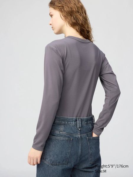 Боди Uniqlo черное AIRism Bodysuit | Long Sleeve 856111 фото