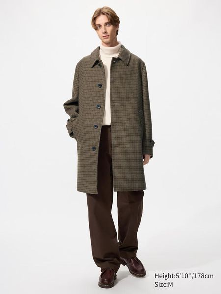 Пальто Uniqlo в клеточку Balmacaan Coat | Checked 8174 фото
