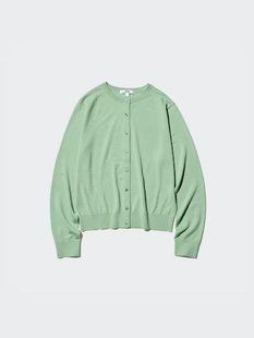Кардиган Uniqlo залений з вовни 100% Merino Crew Neck Jumper 7514 фото