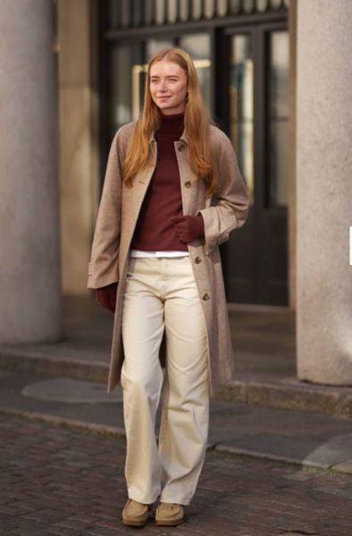 Пальто Uniqlo твідове бежеве Tweed Single Collar Coat 7636 фото
