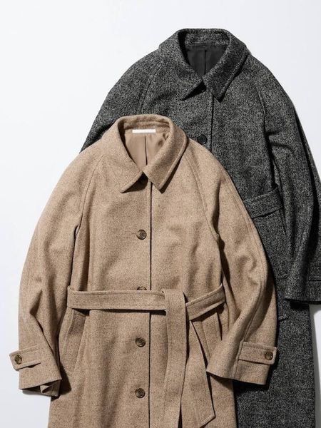 Пальто Uniqlo твідове бежеве Tweed Single Collar Coat 7636 фото