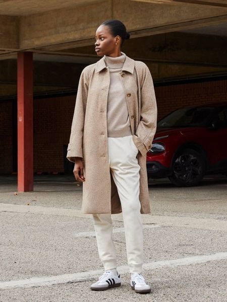 Пальто Uniqlo твідове бежеве Tweed Single Collar Coat 7636 фото
