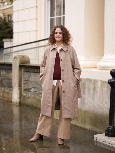 Пальто Uniqlo твідове бежеве Tweed Single Collar Coat 7636 фото