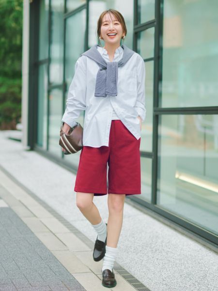 Шорты UNIQLO:C красные Sweat Wide Shorts 8443 фото