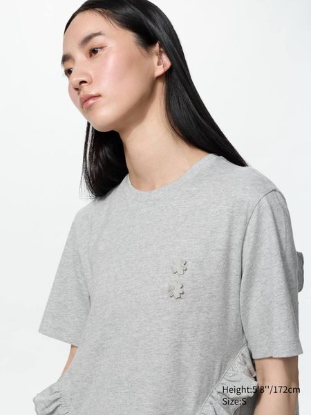 Сукня Uniqlo сіра Frill T-Shirt Dress (Short Sleeve) 8581 фото