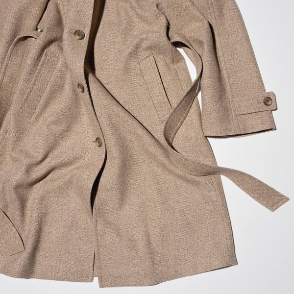 Пальто Uniqlo твідове бежеве Tweed Single Collar Coat 7636 фото