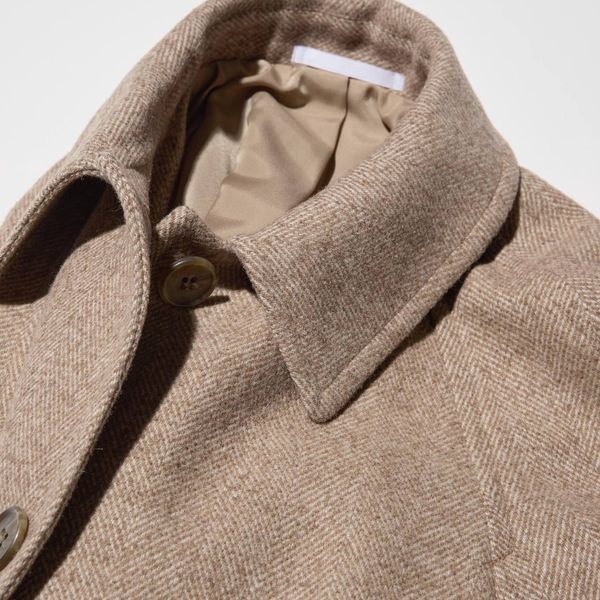 Пальто Uniqlo твідове бежеве Tweed Single Collar Coat 7636 фото