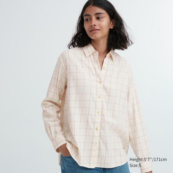 Сорочка Uniqlo світла в клітинку SOFT BRUSHED 64301 фото