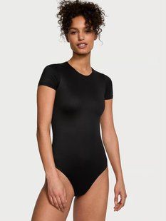 Боді чорне Victoria's Secret Bodywear by Victoria with FeatherSoft&trade; Innovation Short-Sleeve Bodysuit 8496 фото