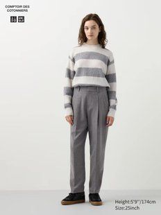 Брюки Uniqlo+COMPTOIR DES COTONNIERS сiрi утепленi Tweed Pleated Tapered Trousers 7007 фото