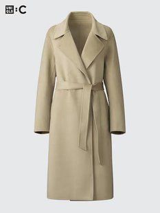 Пальто Uniqlo:C бежевое Wool Blend Wrap Coat  72401 фото