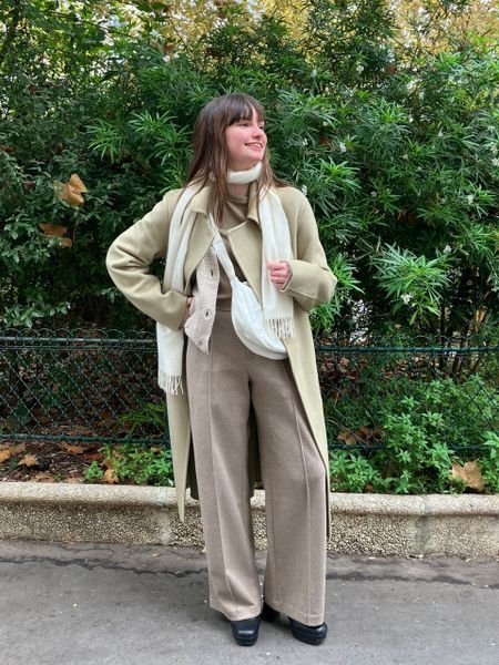 Пальто Uniqlo:C бежевое Wool Blend Wrap Coat  72401 фото