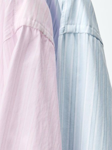 Сорочка Uniqlo блакитна в смужку Cotton Oversized Shirt | Striped 8176 фото