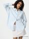 Сорочка Uniqlo блакитна в смужку Cotton Oversized Shirt | Striped 8176 фото 1