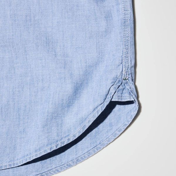 Рубашка Uniqlo голубая Chambray Overshirt 84951 фото
