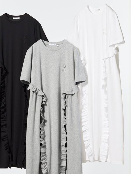 Сукня Uniqlo чорна Frill T-Shirt Dress (Short Sleeve) 8582 фото
