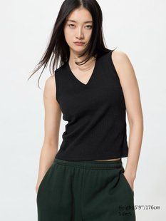 Топ Uniqlo черный V-Neck Bra Top 85581 фото